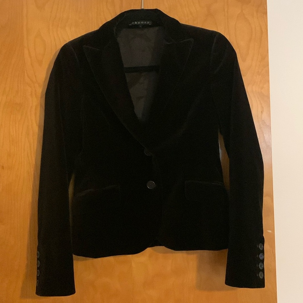 Theory Black Velvet Blazer Jacket size 4
